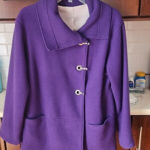 Purple Wool Coat with Toggle Buttons